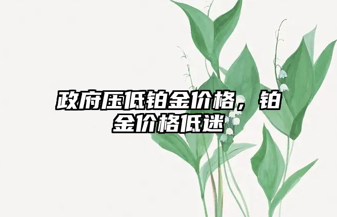 政府壓低鉑金價格，鉑金價格低迷