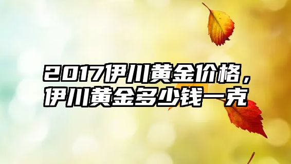 2017伊川黃金價格，伊川黃金多少錢一克