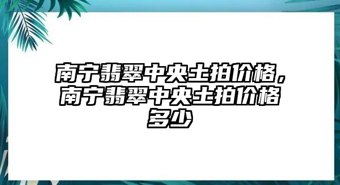 南寧翡翠中央土拍價(jià)格，南寧翡翠中央土拍價(jià)格多少