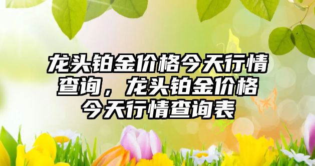 龍頭鉑金價格今天行情查詢，龍頭鉑金價格今天行情查詢表