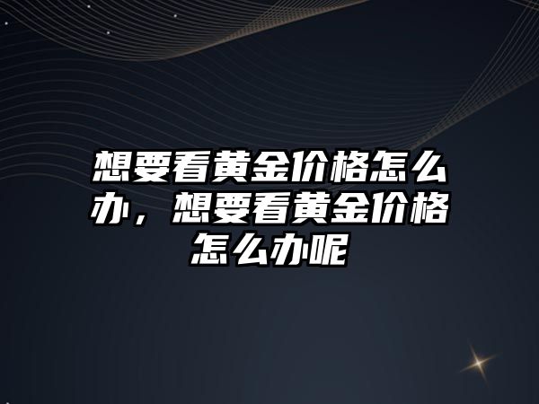 想要看黃金價(jià)格怎么辦，想要看黃金價(jià)格怎么辦呢