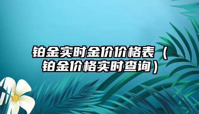 鉑金實時金價價格表（鉑金價格實時查詢）