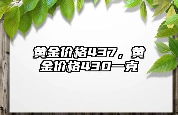 黃金價格437，黃金價格430一克