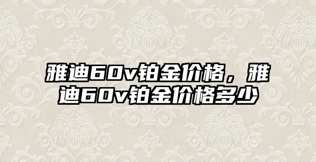 雅迪60v鉑金價(jià)格，雅迪60v鉑金價(jià)格多少