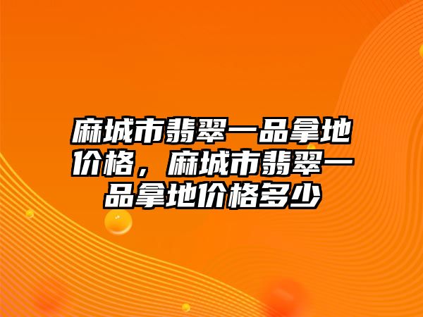 麻城市翡翠一品拿地價格，麻城市翡翠一品拿地價格多少