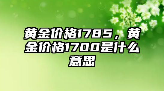 黃金價格1785，黃金價格1700是什么意思