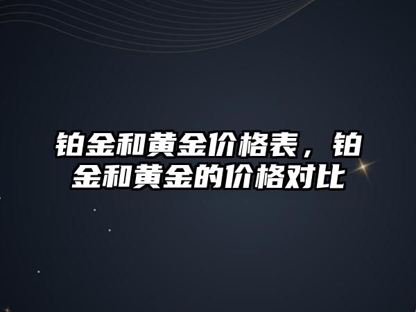 鉑金和黃金價格表，鉑金和黃金的價格對比