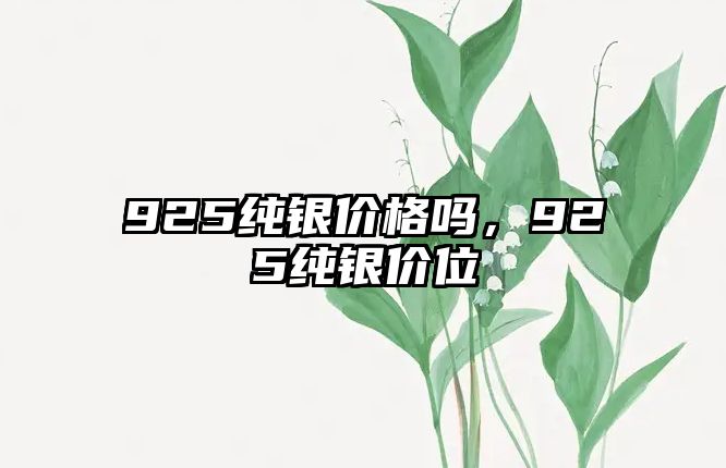 925純銀價(jià)格嗎，925純銀價(jià)位